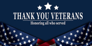 Happy Veterans Day with American flag